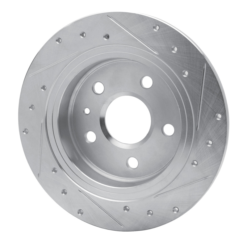 Buick LaCrosse Brake Rotor (1) - Rear Left - R1 Concepts - Drilled & Slotted - Silver - `11-`16